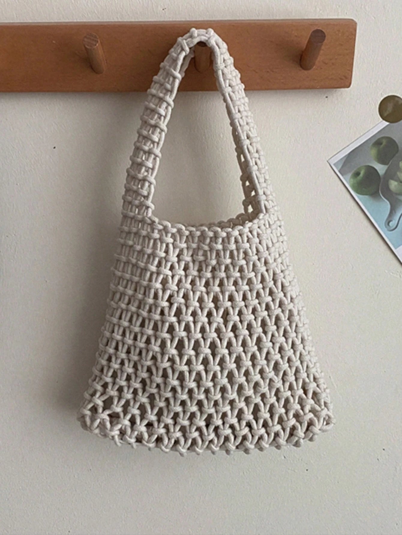 BAILEE Fashionable Colorful Polyester Yarn Hand-Woven Pattern Handbag With Ocean Charm, Suitable For Vacation