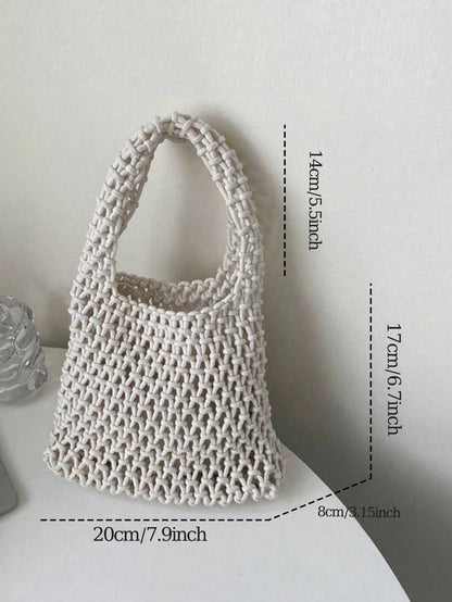 BAILEE Fashionable Colorful Polyester Yarn Hand-Woven Pattern Handbag With Ocean Charm, Suitable For Vacation