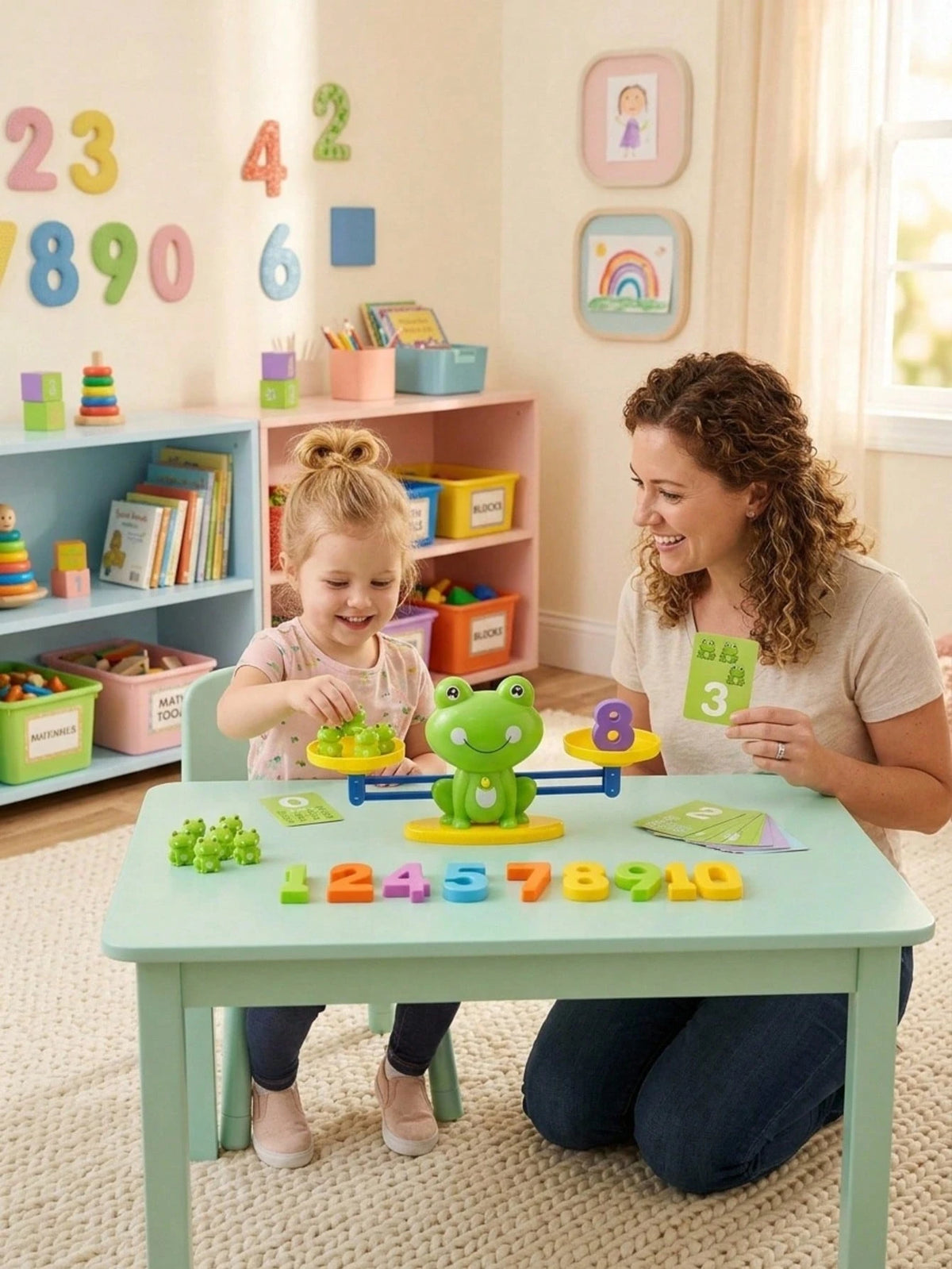Balance Scale Math Learning Toy With Frog Balance Game, Numbered Blocks & Color Recognition Cards- Educational Counting & Weight Comparison Activity For, Preschool & Kindergarten- Durable Plastic,Vi