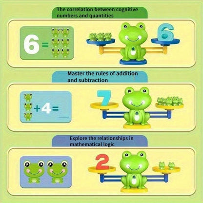 Balance Scale Math Learning Toy With Frog Balance Game, Numbered Blocks & Color Recognition Cards- Educational Counting & Weight Comparison Activity For, Preschool & Kindergarten- Durable Plastic,Vi