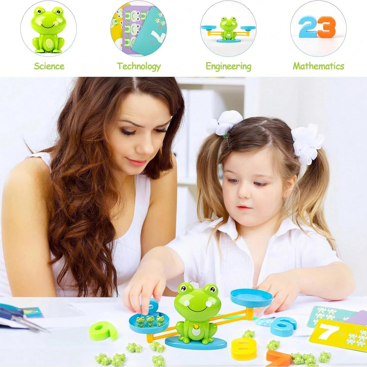 Balance Scale Math Learning Toy With Frog Balance Game, Numbered Blocks & Color Recognition Cards- Educational Counting & Weight Comparison Activity For, Preschool & Kindergarten- Durable Plastic,Vi