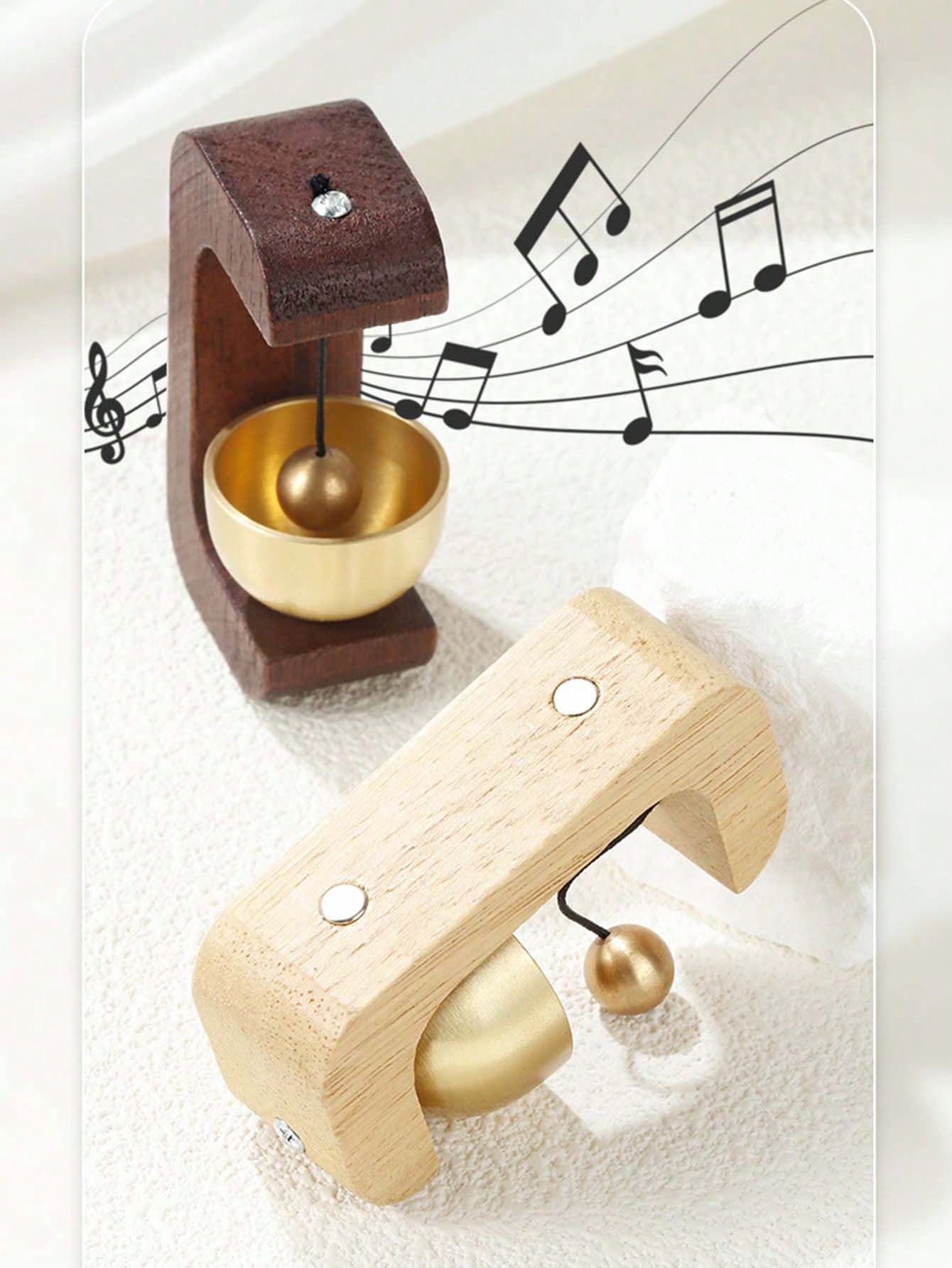Bamboo Wind Chime, Magnetic Alloy Suction Door Bell, Beech Wood & Brass Material, Minimalist Gift Decor Metal Wind Chime