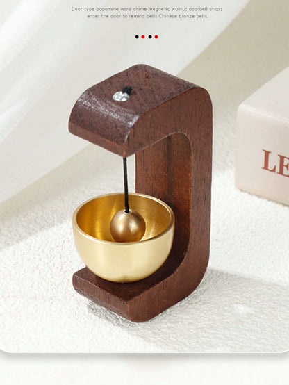 Bamboo Wind Chime, Magnetic Alloy Suction Door Bell, Beech Wood & Brass Material, Minimalist Gift Decor Metal Wind Chime