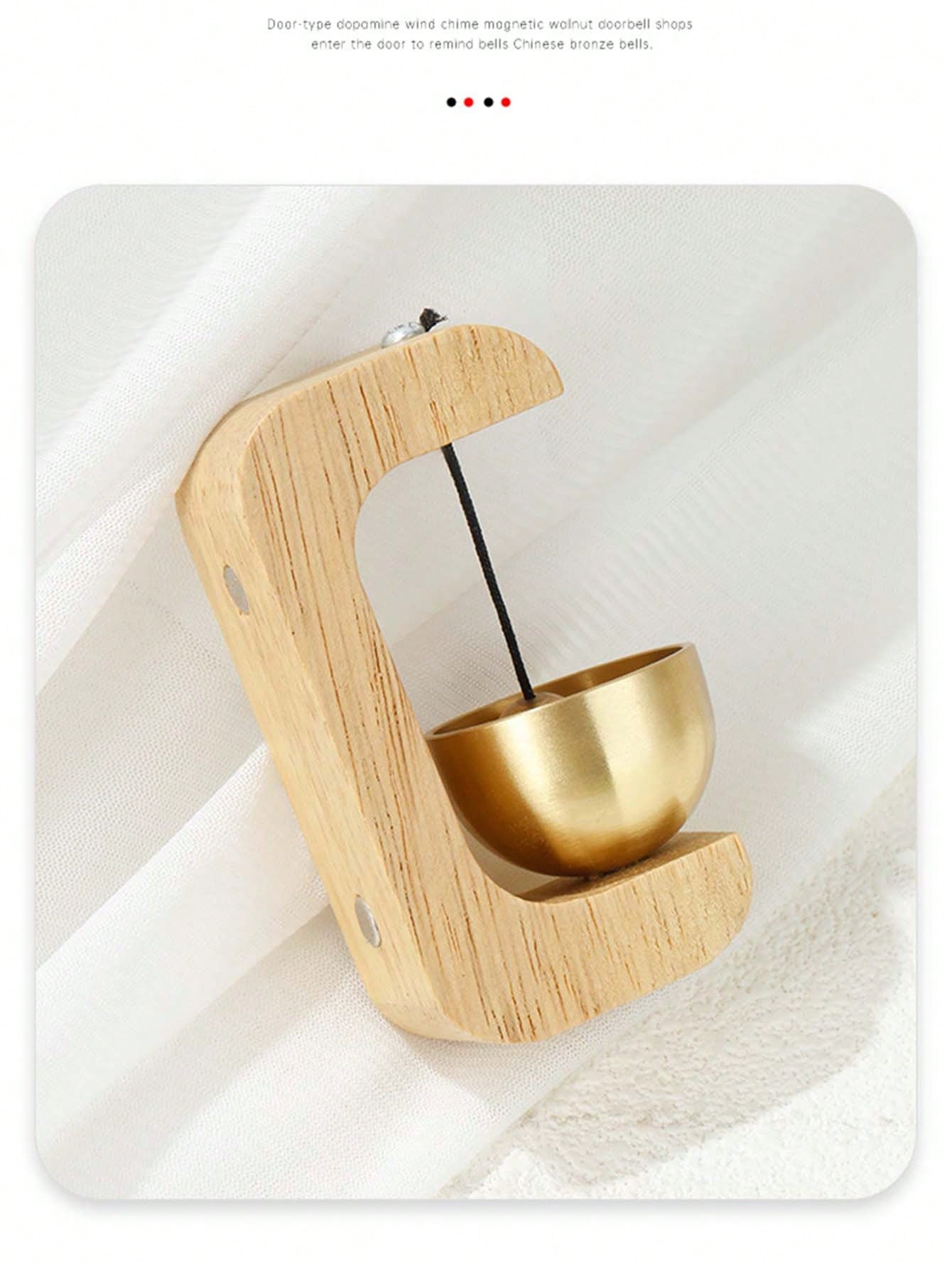 Bamboo Wind Chime, Magnetic Alloy Suction Door Bell, Beech Wood & Brass Material, Minimalist Gift Decor Metal Wind Chime