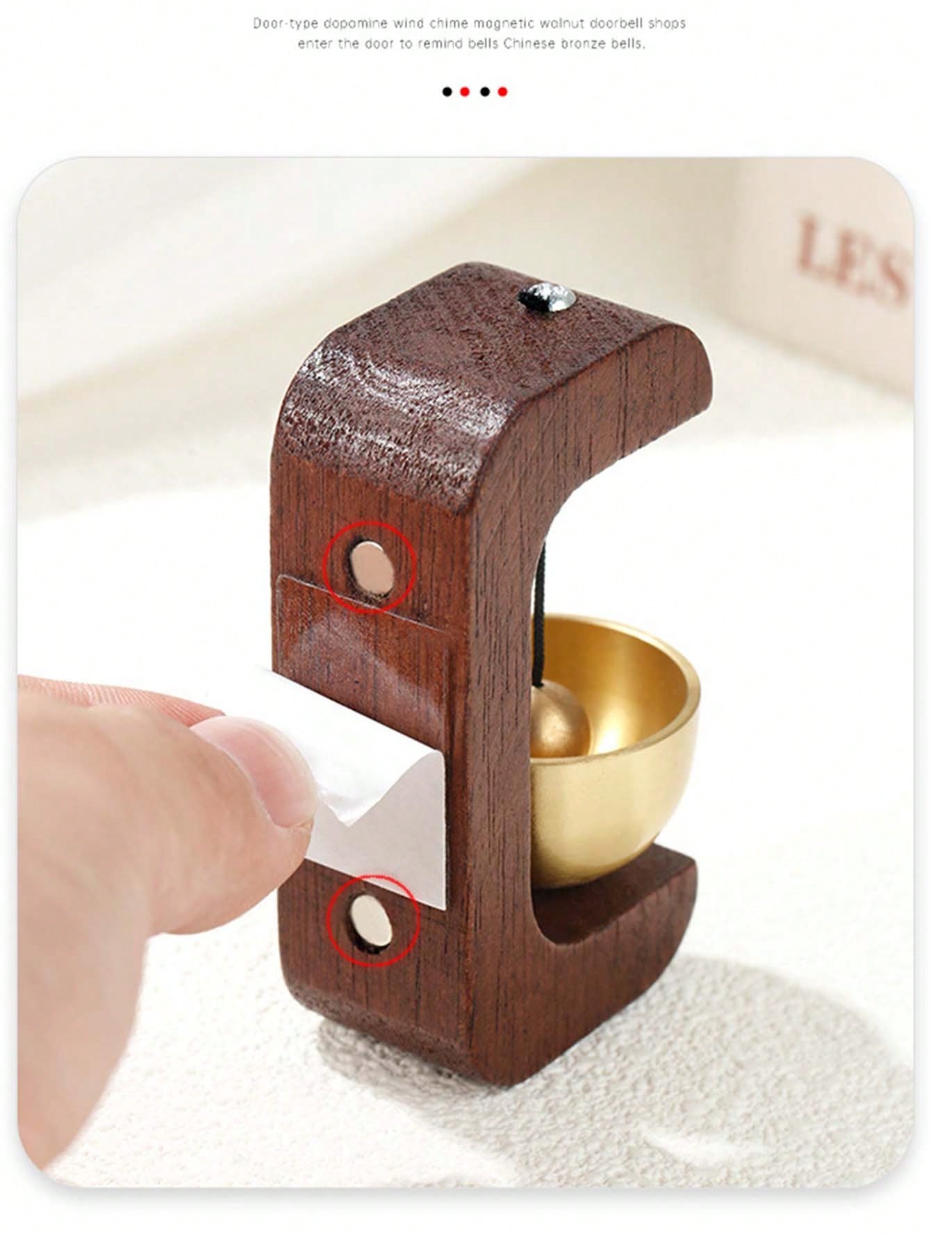 Bamboo Wind Chime, Magnetic Alloy Suction Door Bell, Beech Wood & Brass Material, Minimalist Gift Decor Metal Wind Chime