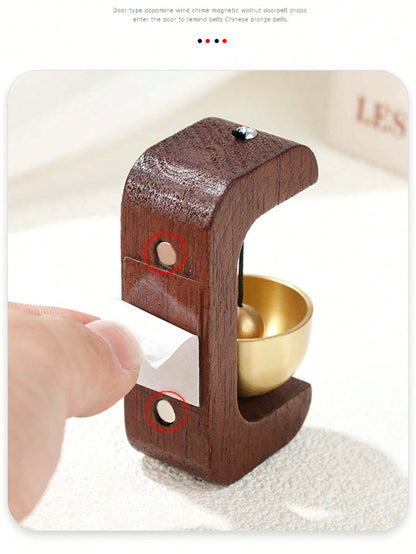 Bamboo Wind Chime, Magnetic Alloy Suction Door Bell, Beech Wood & Brass Material, Minimalist Gift Decor Metal Wind Chime