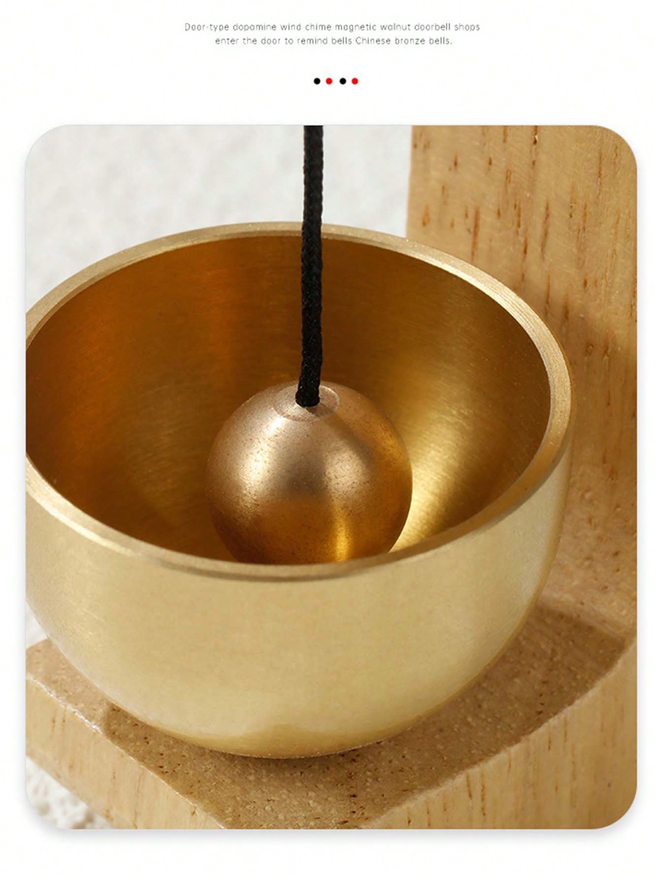 Bamboo Wind Chime, Magnetic Alloy Suction Door Bell, Beech Wood & Brass Material, Minimalist Gift Decor Metal Wind Chime