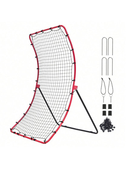 Baseball And Softball Rebound Net, 2 In 1 Left And Right Pitch Trainer, 3 Way Baseball PitchBack Baseball Pitch Rebound Trainer Nest, Rebound Net For Fielding/Throwing Practice 4&5 Adjustable Angles