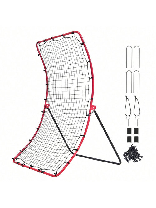 Baseball And Softball Rebound Net, 2 In 1 Left And Right Pitch Trainer, 3 Way Baseball PitchBack Baseball Pitch Rebound Trainer Nest, Rebound Net For Fielding/Throwing Practice 4&5 Adjustable Angles