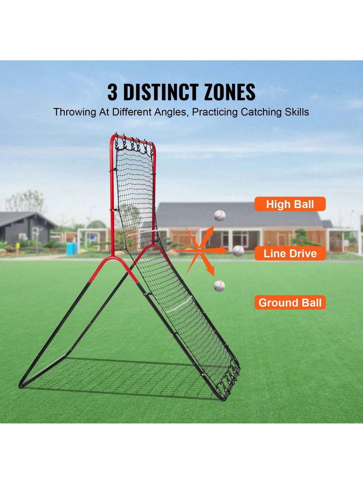Baseball And Softball Rebound Net, 2 In 1 Left And Right Pitch Trainer, 3 Way Baseball PitchBack Baseball Pitch Rebound Trainer Nest, Rebound Net For Fielding/Throwing Practice 4&5 Adjustable Angles