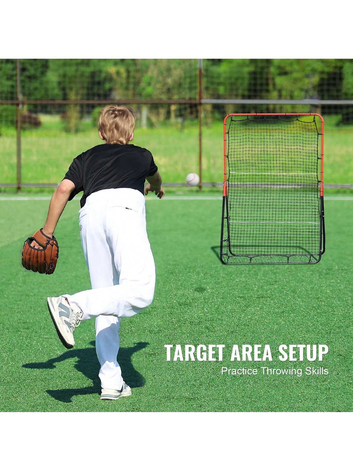 Baseball And Softball Rebound Net, 2 In 1 Left And Right Pitch Trainer, 3 Way Baseball PitchBack Baseball Pitch Rebound Trainer Nest, Rebound Net For Fielding/Throwing Practice 4&5 Adjustable Angles