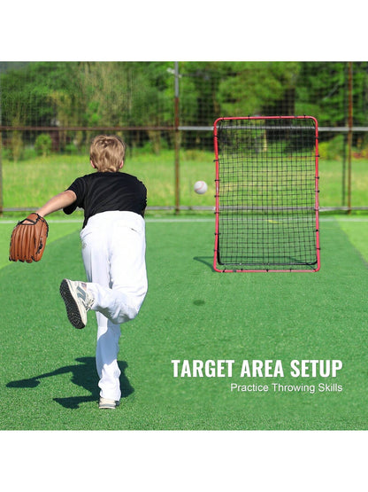 Baseball And Softball Rebound Net, 2 In 1 Left And Right Pitch Trainer, 3 Way Baseball PitchBack Baseball Pitch Rebound Trainer Nest, Rebound Net For Fielding/Throwing Practice 4&5 Adjustable Angles
