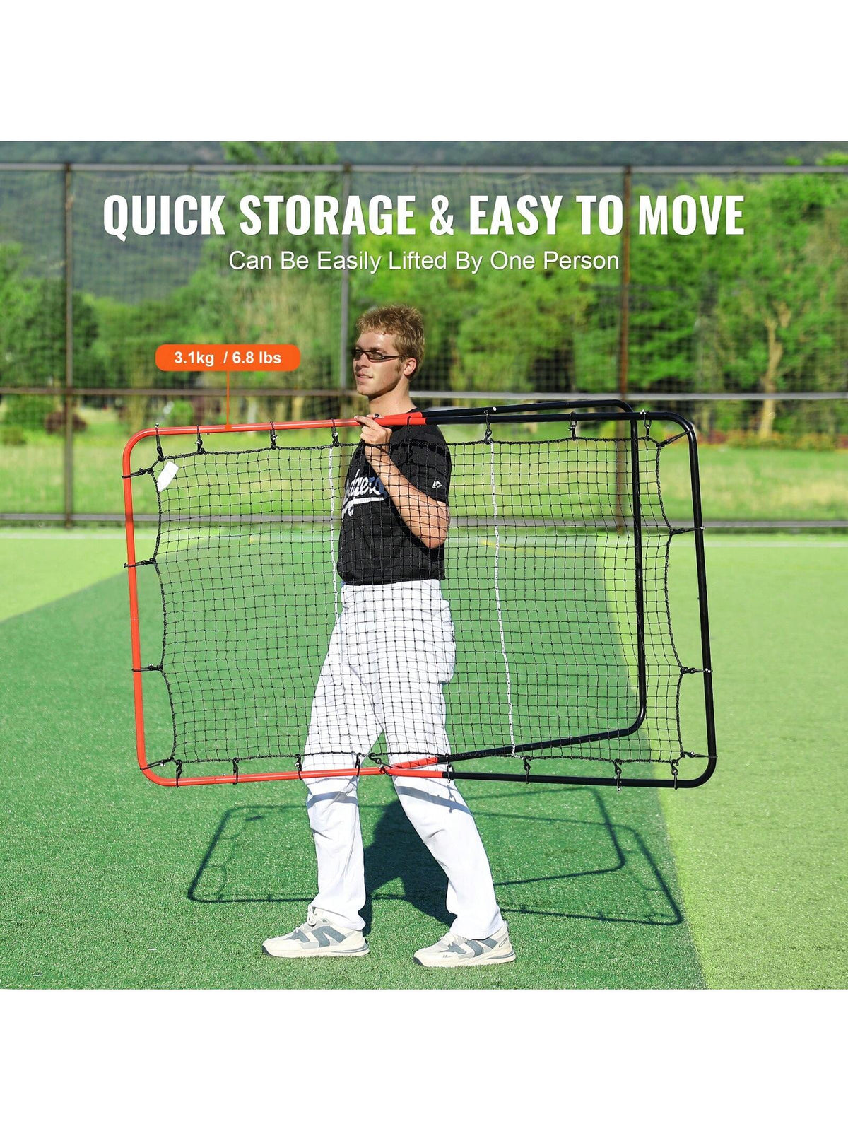 Baseball And Softball Rebound Net, 2 In 1 Left And Right Pitch Trainer, 3 Way Baseball PitchBack Baseball Pitch Rebound Trainer Nest, Rebound Net For Fielding/Throwing Practice 4&5 Adjustable Angles