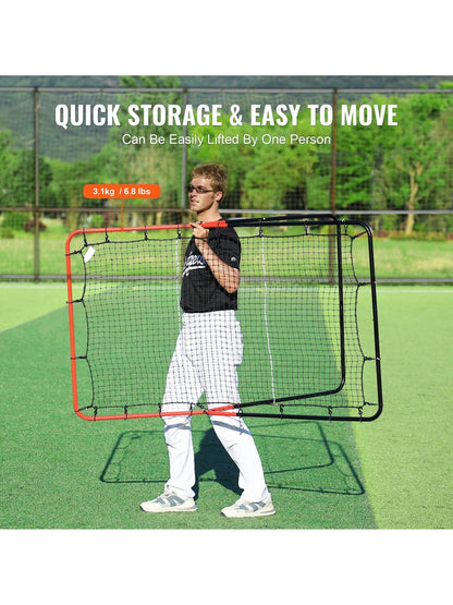 Baseball And Softball Rebound Net, 2 In 1 Left And Right Pitch Trainer, 3 Way Baseball PitchBack Baseball Pitch Rebound Trainer Nest, Rebound Net For Fielding/Throwing Practice 4&5 Adjustable Angles