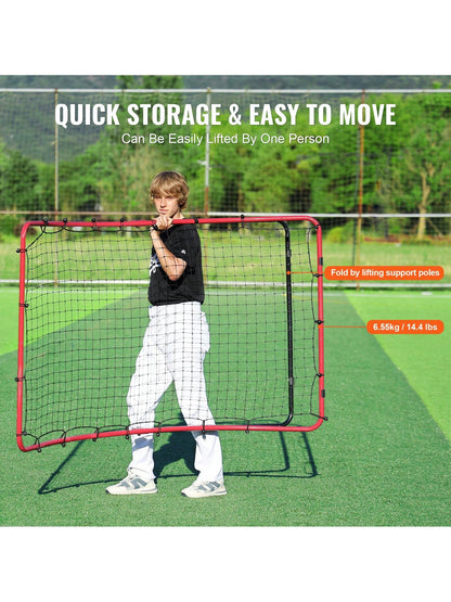 Baseball And Softball Rebound Net, 2 In 1 Left And Right Pitch Trainer, 3 Way Baseball PitchBack Baseball Pitch Rebound Trainer Nest, Rebound Net For Fielding/Throwing Practice 4&5 Adjustable Angles