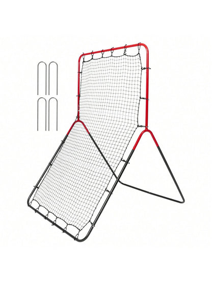 Baseball And Softball Rebound Net, 2 In 1 Left And Right Pitch Trainer, 3 Way Baseball PitchBack Baseball Pitch Rebound Trainer Nest, Rebound Net For Fielding/Throwing Practice 4&5 Adjustable Angles
