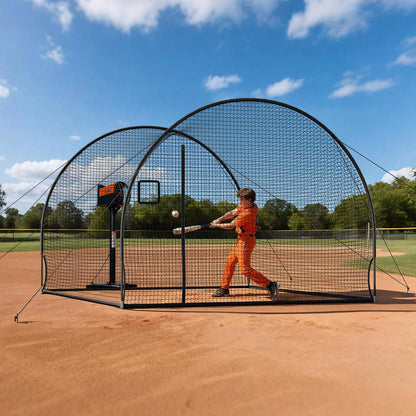 Baseball Batting Cage, 12.0 X 10.2 X 7.6 FT Freestanding Portable Batting Cage, Hitting Cages With 4-Ply Knotless Polyester & Pitching Machine Opening, Battings Cages Netting For Outdoor