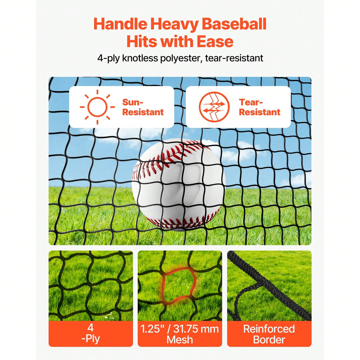 Baseball Batting Cage, 12.0 X 10.2 X 7.6 FT Freestanding Portable Batting Cage, Hitting Cages With 4-Ply Knotless Polyester & Pitching Machine Opening, Battings Cages Netting For Outdoor