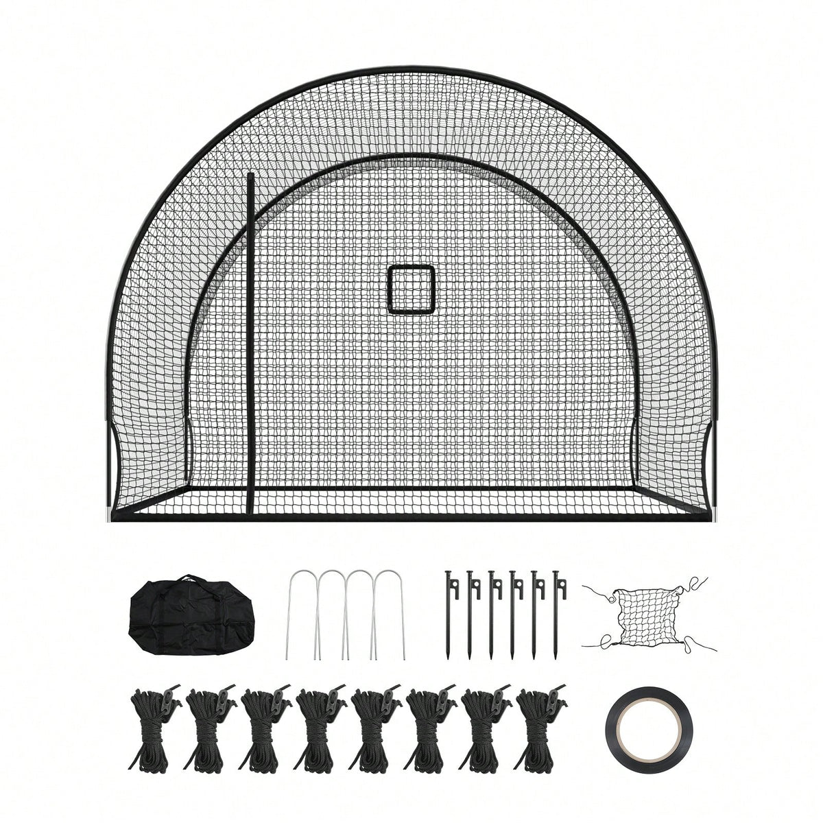 Baseball Batting Cage, 12.0 X 10.2 X 7.6 FT Freestanding Portable Batting Cage, Hitting Cages With 4-Ply Knotless Polyester & Pitching Machine Opening, Battings Cages Netting For Outdoor