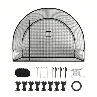 Baseball Batting Cage, 12.0 X 10.2 X 7.6 FT Freestanding Portable Batting Cage, Hitting Cages With 4-Ply Knotless Polyester & Pitching Machine Opening, Battings Cages Netting For Outdoor