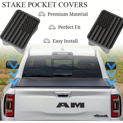 Bed Rail Stake Pocket Covers For Dodge Ram 1500 ABS Black 2 Pcs