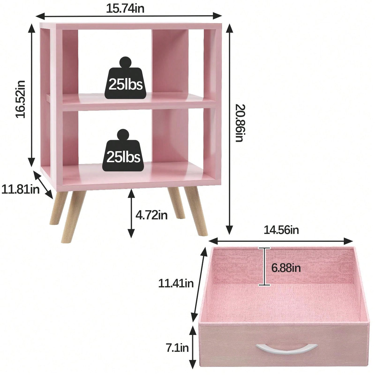 Bedside Table, Modern Open Storage Side Table, Double-Tier Nightstand, Suitable For Small Spaces, Living Rooms, And Bedrooms.