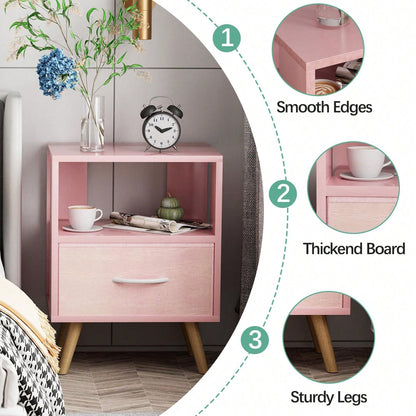 Bedside Table, Modern Open Storage Side Table, Double-Tier Nightstand, Suitable For Small Spaces, Living Rooms, And Bedrooms.