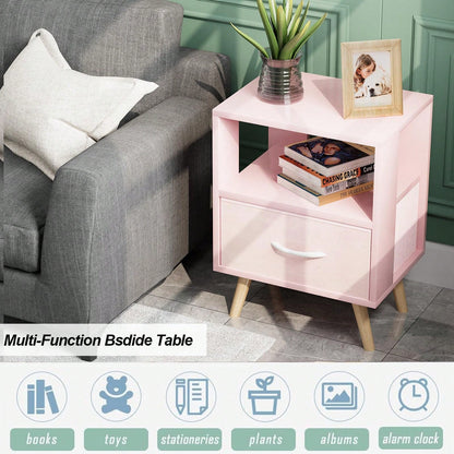 Bedside Table, Modern Open Storage Side Table, Double-Tier Nightstand, Suitable For Small Spaces, Living Rooms, And Bedrooms.
