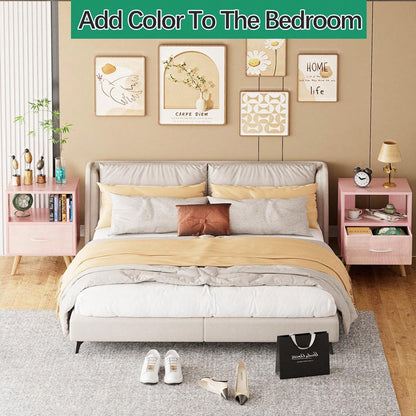 Bedside Table, Modern Open Storage Side Table, Double-Tier Nightstand, Suitable For Small Spaces, Living Rooms, And Bedrooms.
