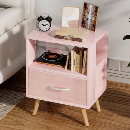 Bedside Table, Modern Open Storage Side Table, Double-Tier Nightstand, Suitable For Small Spaces, Living Rooms, And Bedrooms.