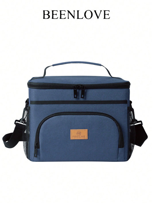BEENLOVE 1pc Unisex Portable Lunch Bag, Reusable Lunch Box, Insulated Bag, Picnic Bag, Leak-Proof Freezer Tote Storage Bag With Adjustable Shoulder Strap, Back To School Student Supplies, School Essen