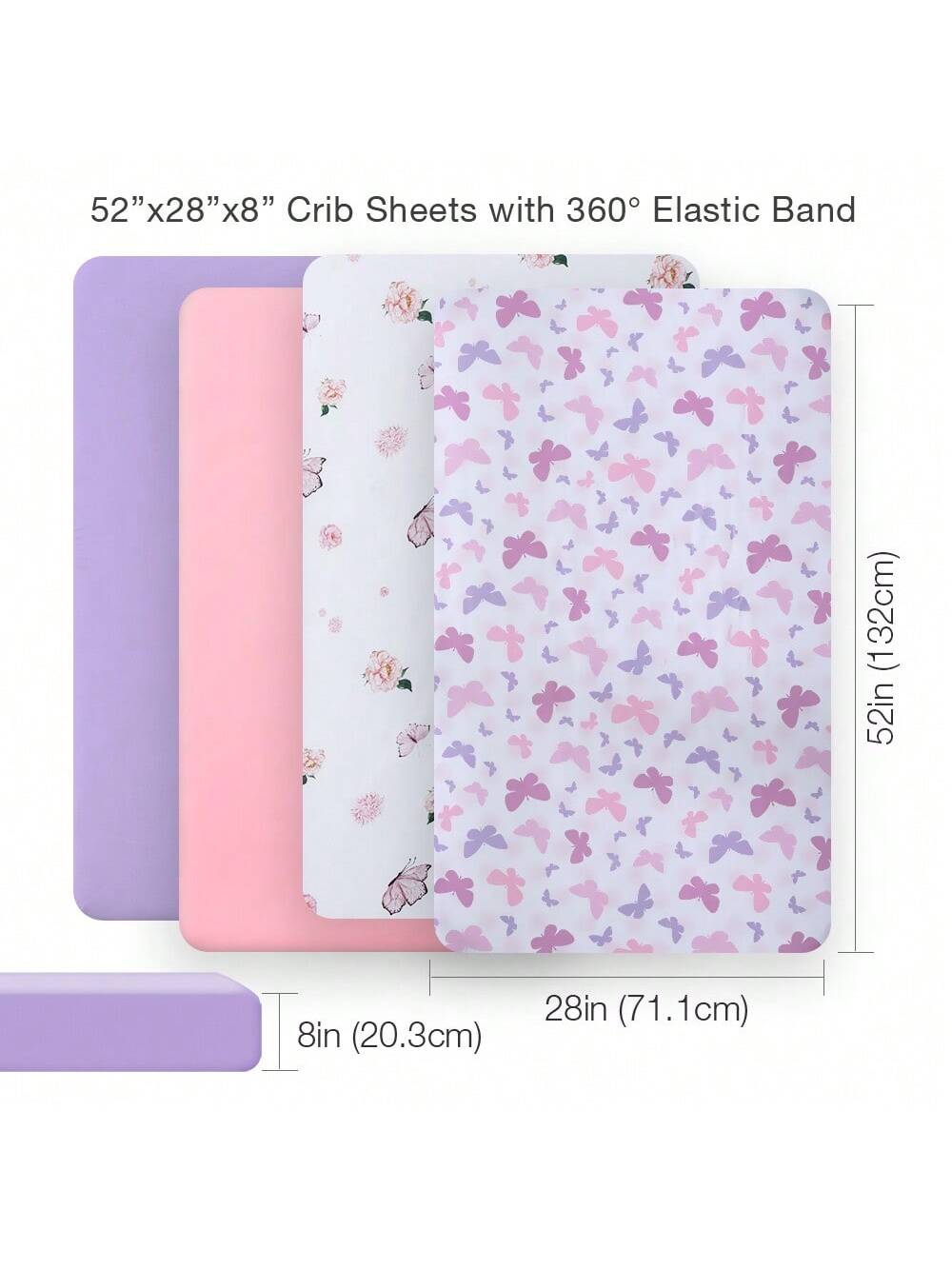 BEEWEED Crib Sheets, 4pcs Soft Sheets With Animal&Flowers Butterfly Prints, For Crib And Mattress, Crib Sheet For Boys And Girls, Super Soft Microfibre Crib Sheet Set, Breathable Cot Sheet, For Cot An