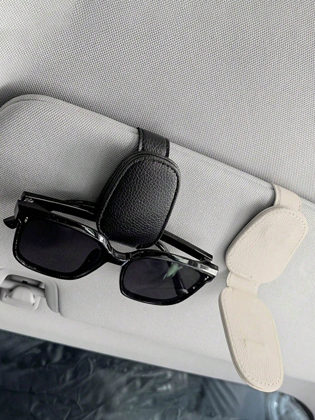 Beige Microfiber Leather Car Glasses Holder