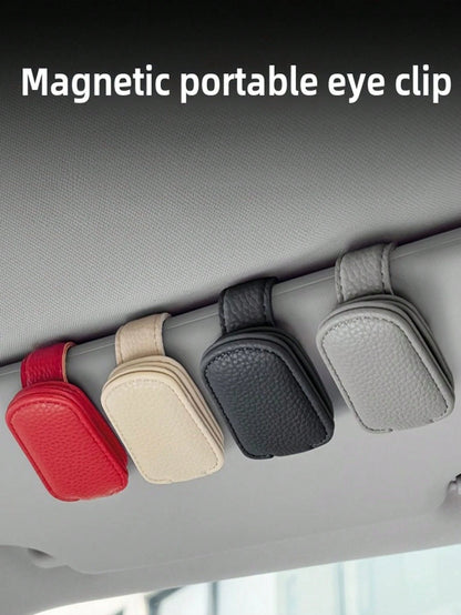 Beige Microfiber Leather Car Glasses Holder
