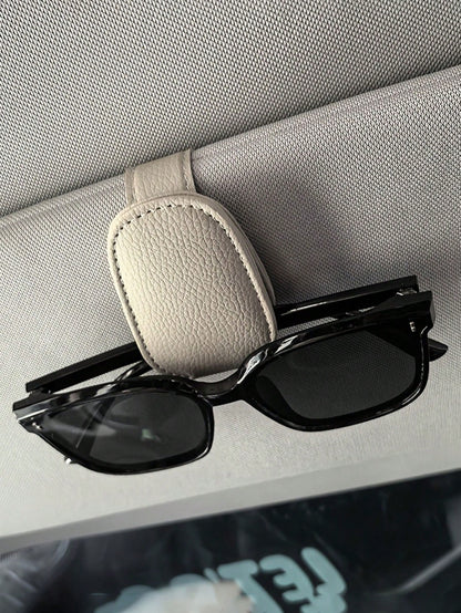Beige Microfiber Leather Car Glasses Holder
