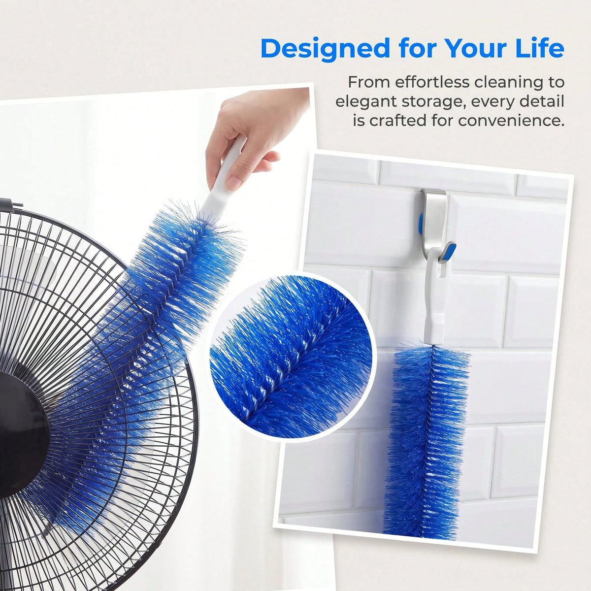 Bendable Microfiber Head,Reusable Dust Remover,Fan Cleaning Brush Washable And Reusable; Suitable For Ceiling Fan Blades, Blinds, Air Conditioner Vents, And Car Interiors (Blue-4pcs)