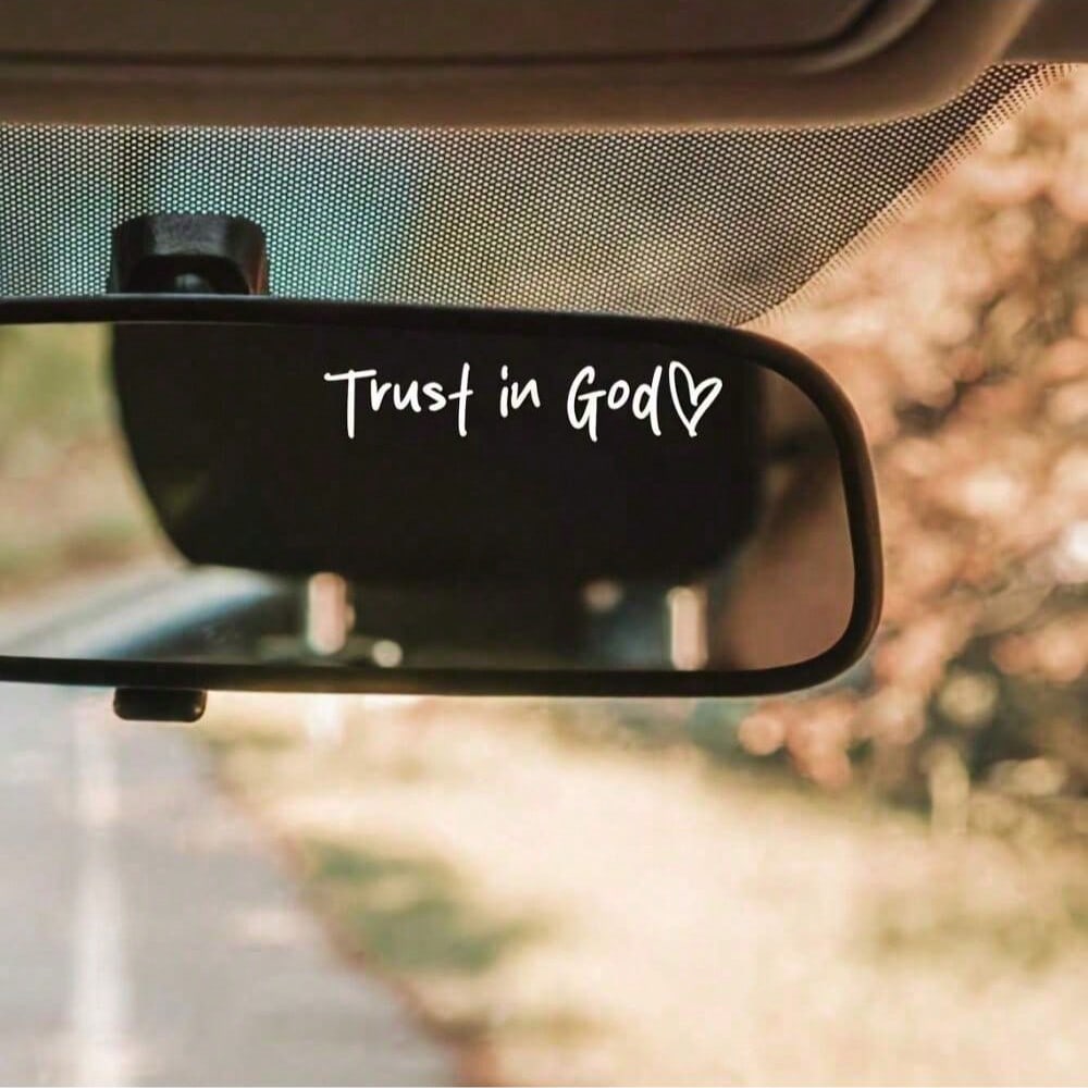 Bible Verse Christian Mirror Sticker- Trust In God, Faith, Hope, Love, Self-Adhesive Shiny Look, Teacher Gift, "Trust In God" Pattern With Heart