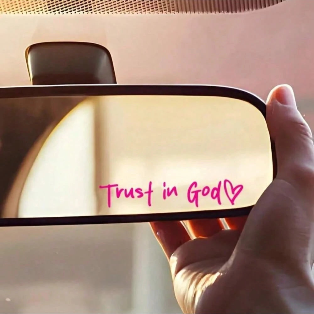 Bible Verse Christian Mirror Sticker- Trust In God, Faith, Hope, Love, Self-Adhesive Shiny Look, Teacher Gift, "Trust In God" Pattern With Heart