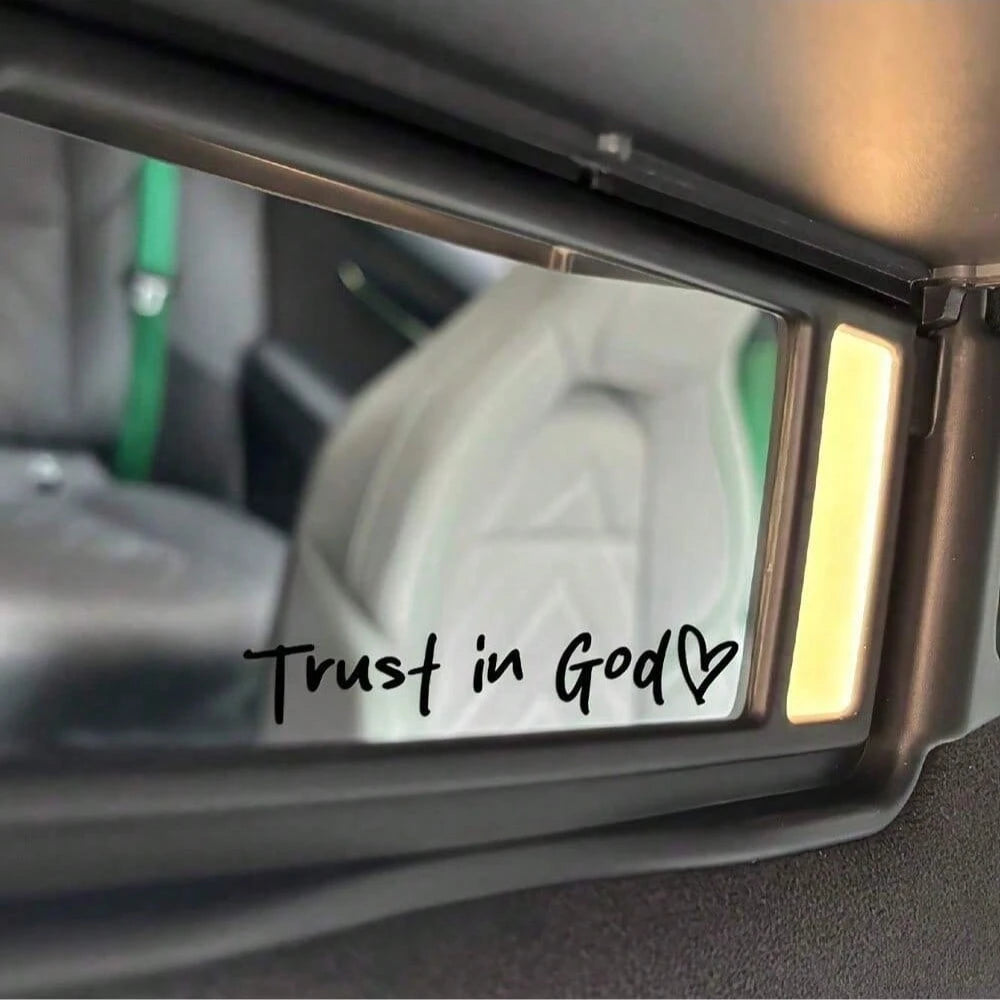 Bible Verse Christian Mirror Sticker- Trust In God, Faith, Hope, Love, Self-Adhesive Shiny Look, Teacher Gift, "Trust In God" Pattern With Heart