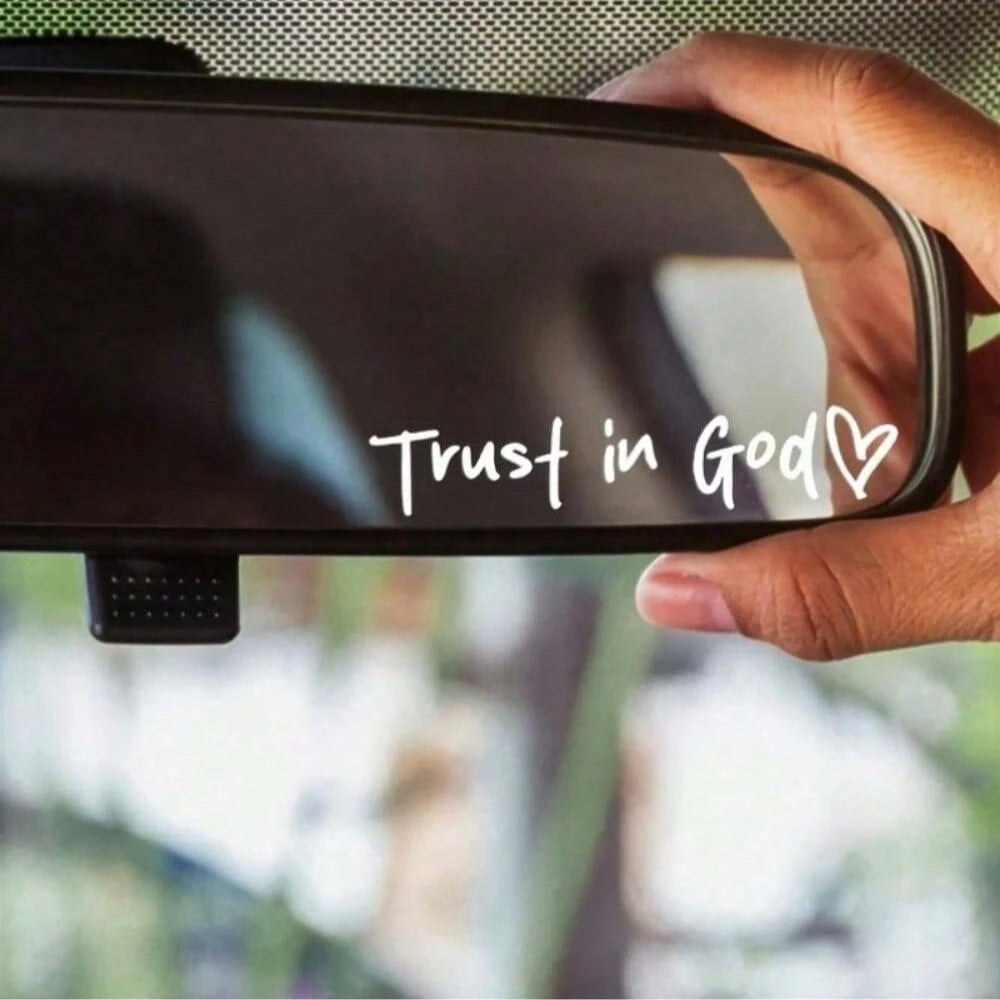 Bible Verse Christian Mirror Sticker- Trust In God, Faith, Hope, Love, Self-Adhesive Shiny Look, Teacher Gift, "Trust In God" Pattern With Heart