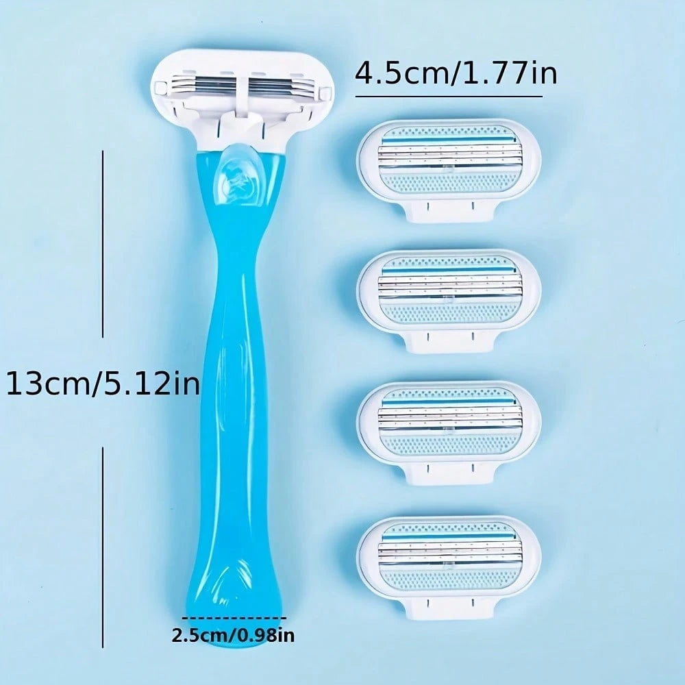 Bikini-Specific Women's Razor Triple-Layer Stainless Steel Safety Blades Replaceable Blade Head Hair Shaver For Intimate Areas, Underarms, And Leg Hair