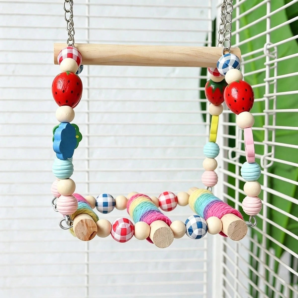 Bird Swings Toys For Parrot Parakeets – Natural Hanging Chew Toy For Conures, Budgerigars, Finches, Lovebirds, Parrots And Small Moderate-Sized Birds