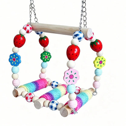 Bird Swings Toys For Parrot Parakeets – Natural Hanging Chew Toy For Conures, Budgerigars, Finches, Lovebirds, Parrots And Small Moderate-Sized Birds