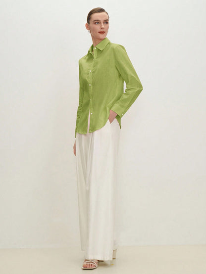 BizChic Green Shirt Business Formal Vacation Style Slouchy Commute Date Daily Vacation Office Slimming Elegant Versatile Summer Autumn Halloween Back To School Party Birthday Wedding Guest Church Spec