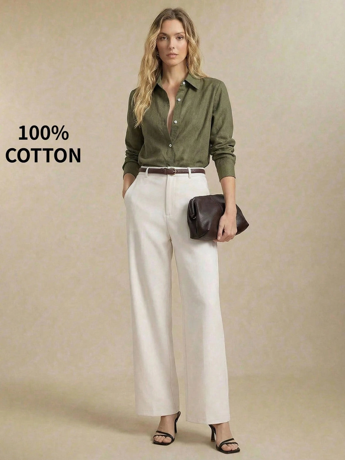 BizChic Green Shirt Business Formal Vacation Style Slouchy Commute Date Daily Vacation Office Slimming Elegant Versatile Summer Autumn Halloween Back To School Party Birthday Wedding Guest Church Spec