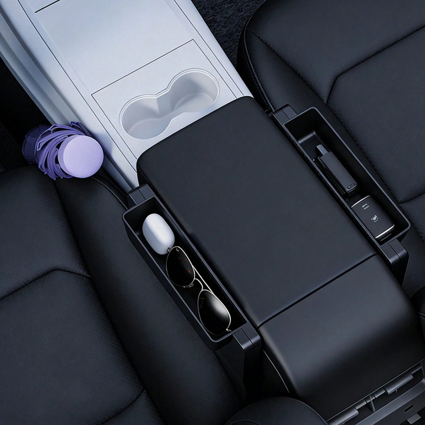 Black 2 In 1 Multifunctional Car Steering Wheel Table Tray With Seat Gap Storage Box, ABS Carbon Fiber Texture Universal Car Laptop Food Desk Seat Gap Filler Organizer With Drawer Phone Slot