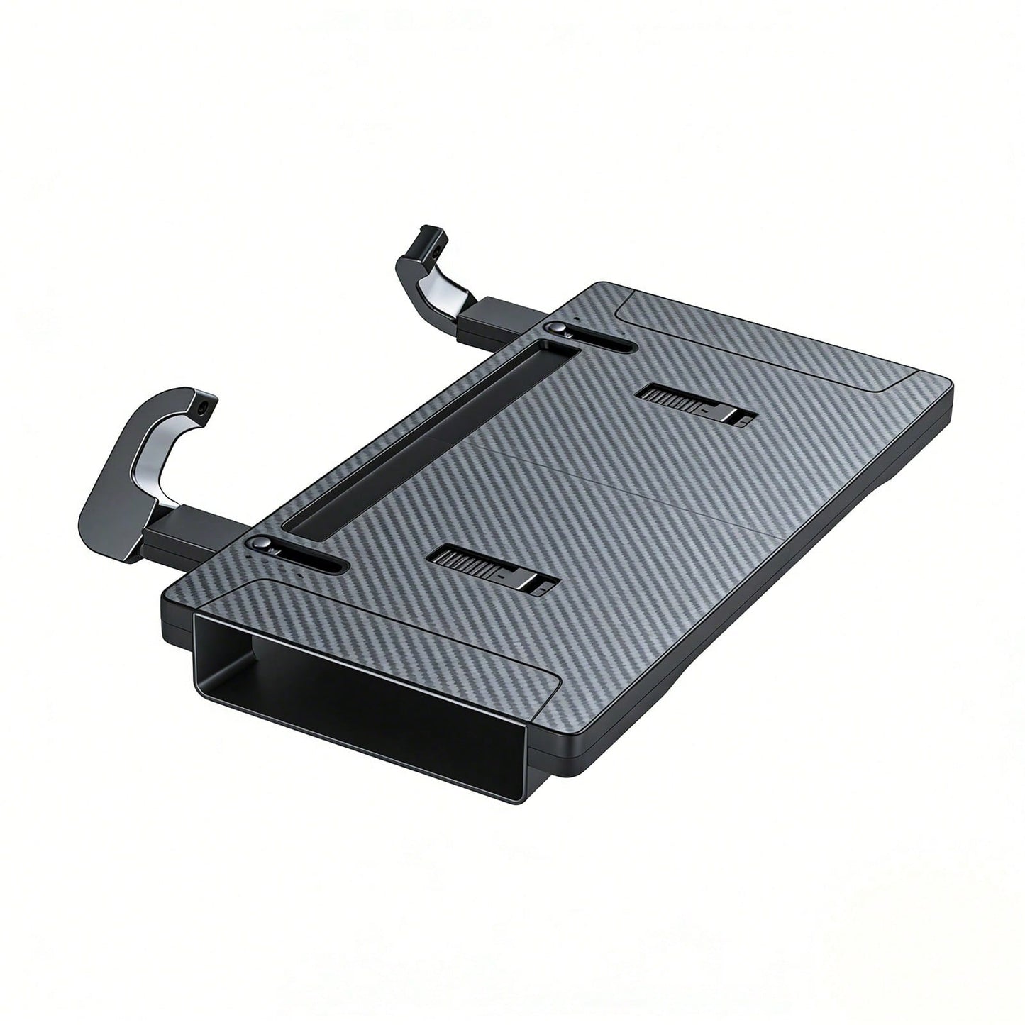 Black 2 In 1 Multifunctional Car Steering Wheel Table Tray With Seat Gap Storage Box, ABS Carbon Fiber Texture Universal Car Laptop Food Desk Seat Gap Filler Organizer With Drawer Phone Slot