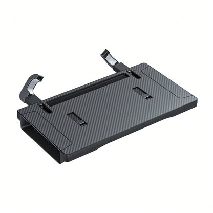 Black 2 In 1 Multifunctional Car Steering Wheel Table Tray With Seat Gap Storage Box, ABS Carbon Fiber Texture Universal Car Laptop Food Desk Seat Gap Filler Organizer With Drawer Phone Slot