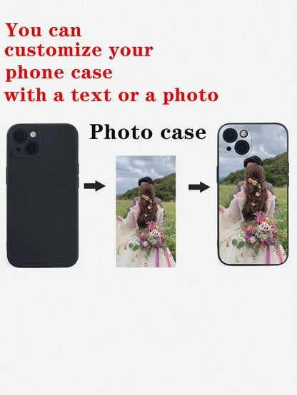 Black DIY Phone Shockproof Case 1pc Personalized Soft Phone Case Customized With Life, Family, Scenery, Wedding Photos, Matching Phone Cases, Gifts For Friends, Mother's Day, Wedding Gift, Anniversary