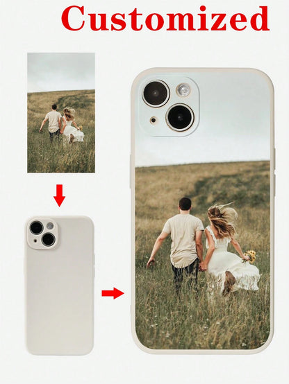 Black DIY Phone Shockproof Case 1pc Personalized Soft Phone Case Customized With Life, Family, Scenery, Wedding Photos, Matching Phone Cases, Gifts For Friends, Mother's Day, Wedding Gift, Anniversary